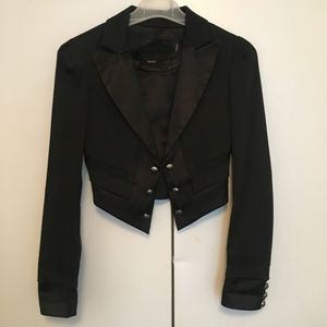 GUESS Cropped Black Blazer With Back Tie Detail Size XS